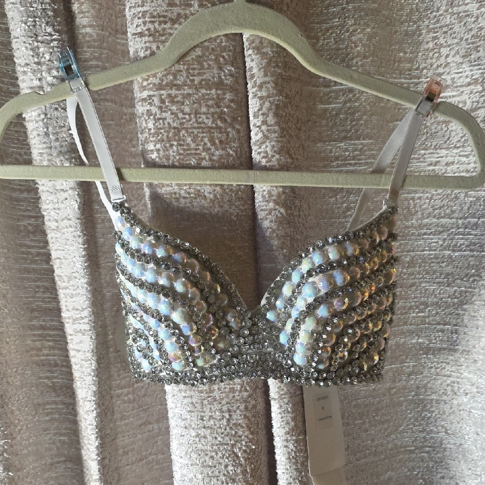 Embellished White Crystal Bralette Top - Picture 4 of 6